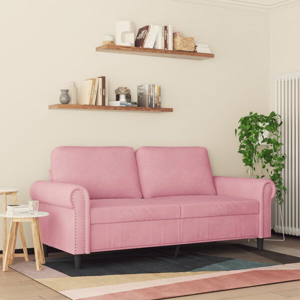 vidaXL Canapé à 2 places Rose 140 cm Velours