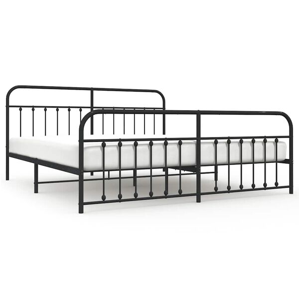 vidaXL Cadre de lit m&eacute;tal sans matelas avec pied de lit noir 193x203cm