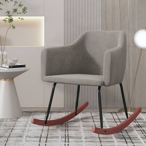 vidaXL Chaise &agrave; bascule Gris clair Velours