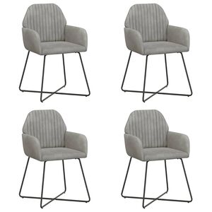 vidaXL Chaises de salle &agrave; manger 4 pc Velours Gris clair