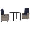 vidaXL Ensemble de salle &agrave; manger pour jardin 3 pc Gris polyrotin