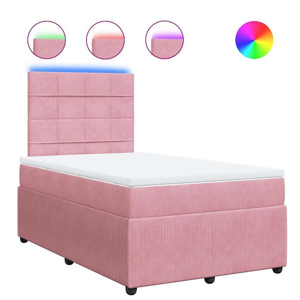 vidaXL Sommier &agrave; lattes de lit avec matelas rose 120x190 cm velours