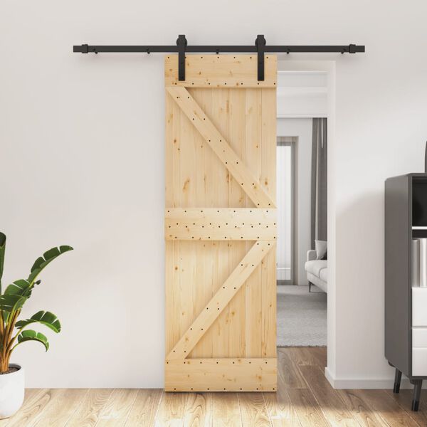 vidaXL Porte coulissante et kit de quincaillerie 70x210 cm pin massif
