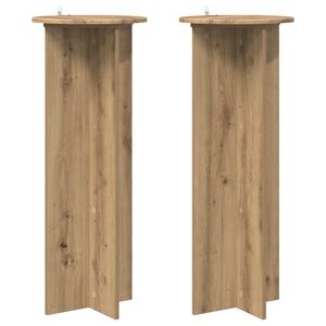 vidaXL Support de Plante 2 pi&egrave;ces Ch&ecirc;ne artisanal &Oslash;40 x 100 cm