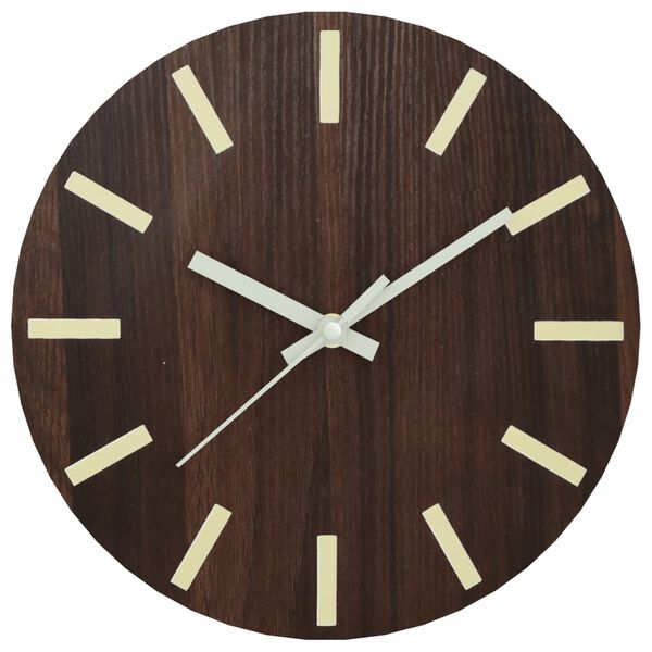 vidaXL Horloge murale et &eacute;chelles et aiguilles lumineuses marron &Oslash;30cm