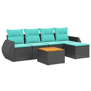 vidaXL Ensemble de canap&eacute; de jardin 6 pcs avec coussins noir r&eacute;sine tress&eacute;e