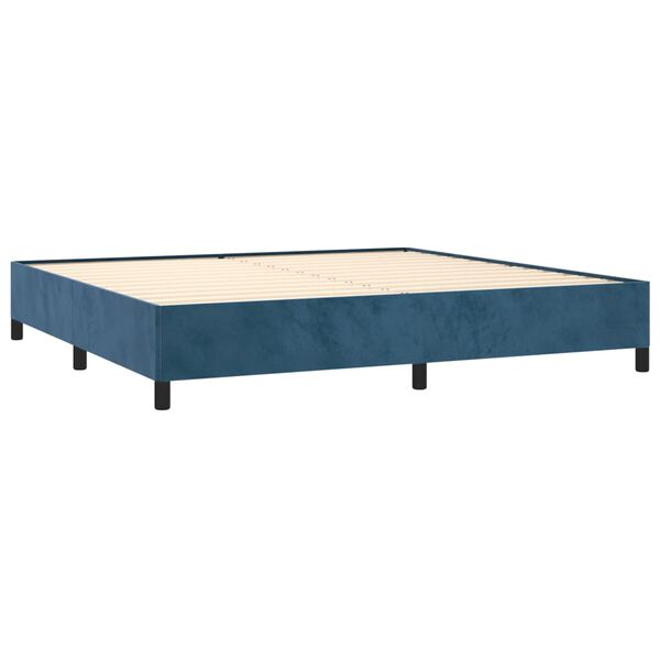 vidaXL Sommier &agrave; lattes de lit et matelas Bleu fonc&eacute; 200x200cm Velours