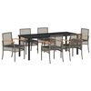 vidaXL Ensemble de salle &agrave; manger pour jardin 7 pc Gris et Noir Rotin