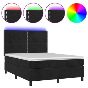 vidaXL Sommier &agrave; lattes de lit matelas et LED Noir 140x190 cm Velours