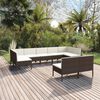 vidaXL Salon de jardin 9 pcs avec coussins r&eacute;sine tress&eacute;e marron