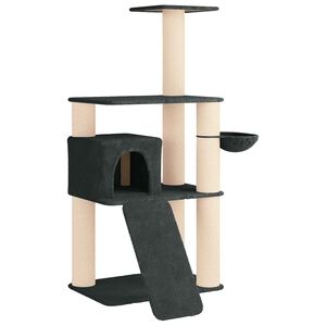 vidaXL Arbre &agrave; chat avec poteaux &agrave; griffer en sisal Gris fonc&eacute; 173 cm