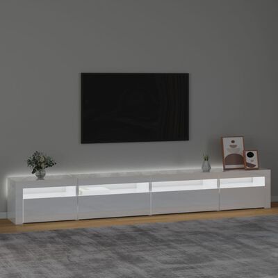 vidaXL Meuble TV avec lumières LED Blanc brillant 270x35x40 cm