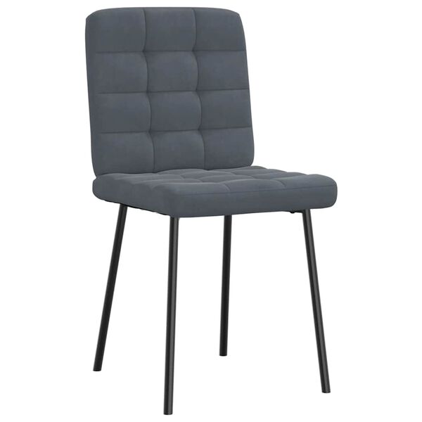 vidaXL Chaises &agrave; manger lot de 4 Gris fonc&eacute; Velours