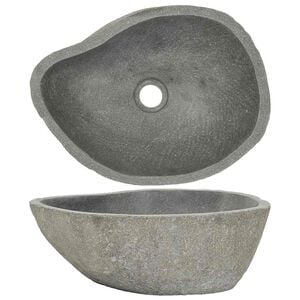 vidaXL Lavabo en pierre de rivi&egrave;re Ovale (37-46)x(29-36) cm