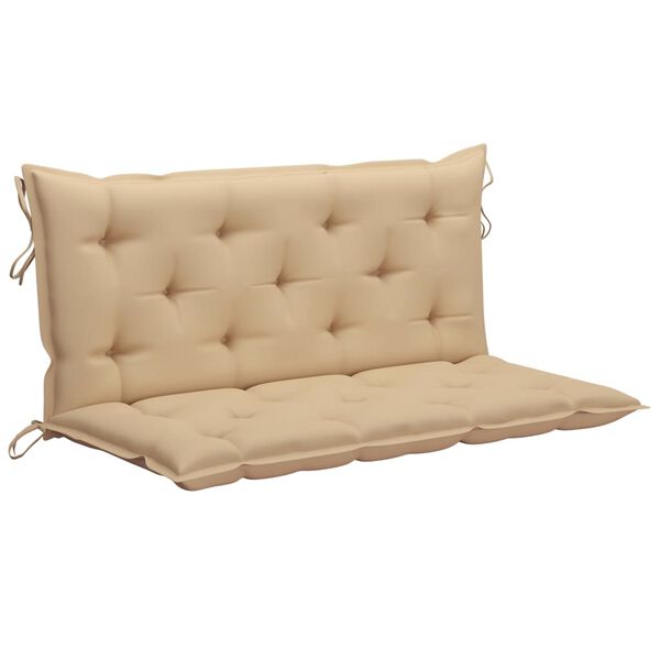 vidaXL Balancelle avec coussin beige 120 cm Bois de teck solide