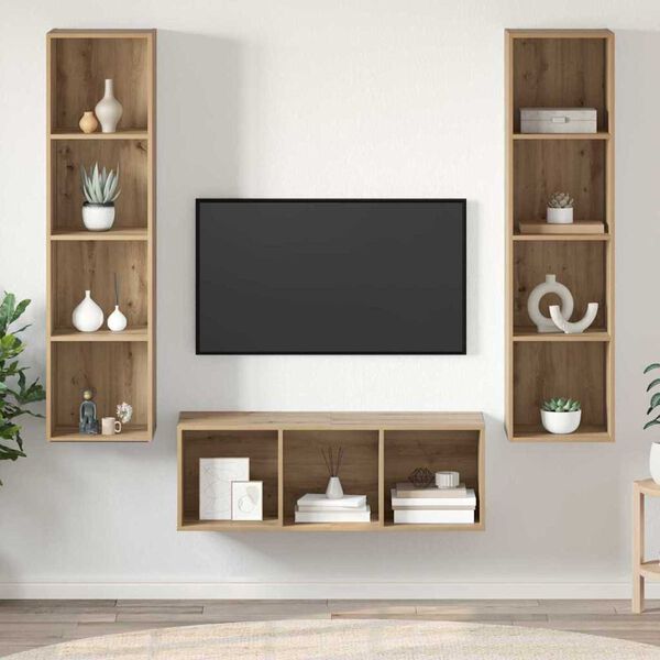 vidaXL Ensemble meuble TV 3 pcs Ch&ecirc;ne artisanal Bois d'ing&eacute;nierie