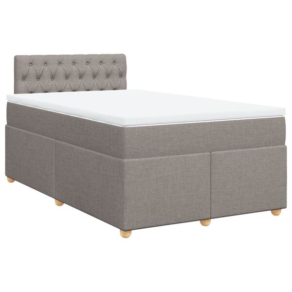 vidaXL Sommier &agrave; lattes de lit avec matelas Taupe 120x200 cm Tissu