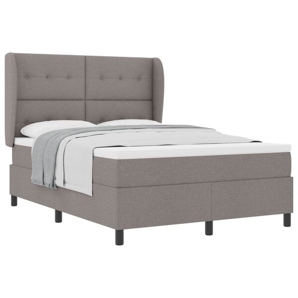 vidaXL Lit &agrave; ressorts avec matelas Taupe 140 x 190 cm tissu
