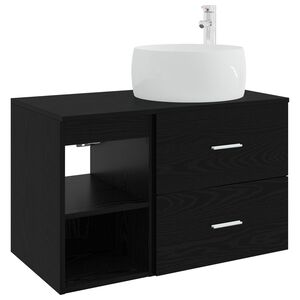 vidaXL Ensemble de mobilier de salle de bain 2 pc Ch&ecirc;ne noir