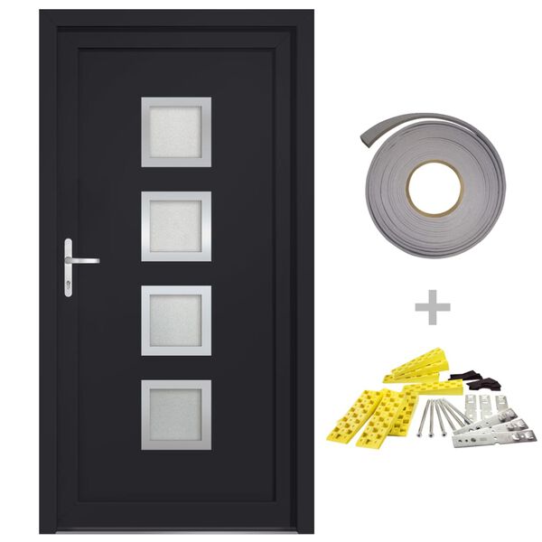 vidaXL Porte d'entr&eacute;e anthracite 88x200 cm PVC