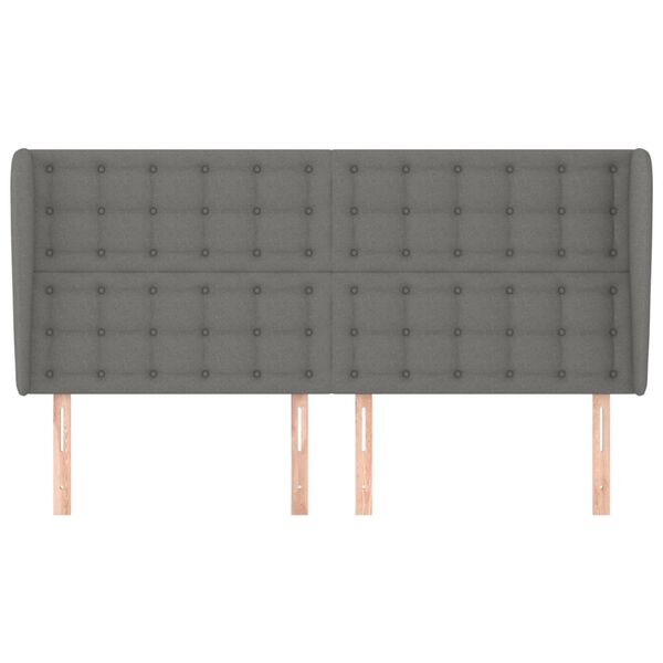 vidaXL T&ecirc;te de lit avec oreilles Gris fonc&eacute; 203x23x118/128 cm Tissu