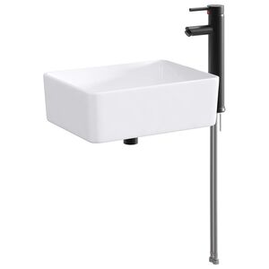 vidaXL Lavabo de salle de bain avec robinet et &eacute;vacuation Noir Mat