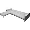 vidaXL Canap&eacute;-lit d'angle tissu 218 x 155 x 69 cm noir et gris
