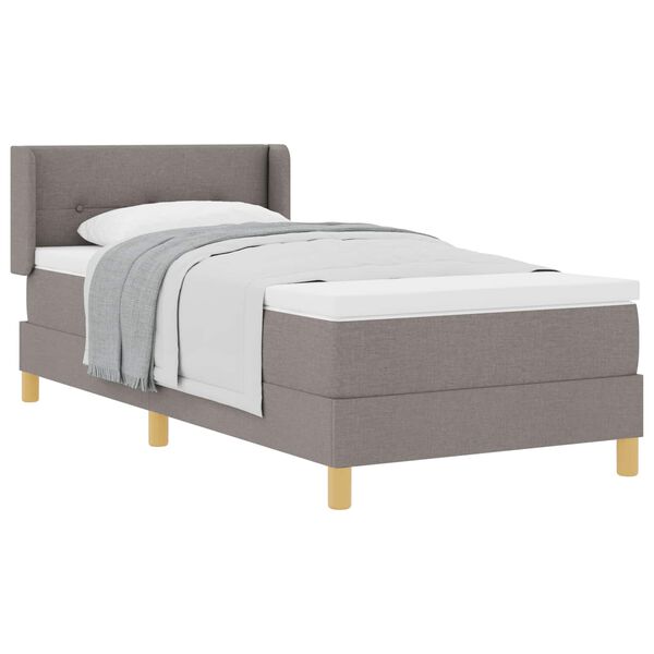 vidaXL Lit &agrave; Ressorts avec matelas Taupe 90 x 200 cm tissu