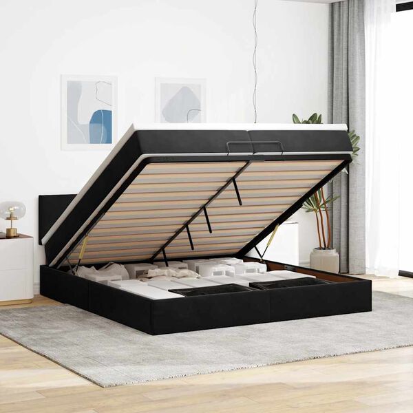 VidaXL Cadre de lit ottoman avec matelas noir 200x200cm velours
