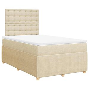vidaXL Sommier &agrave; lattes de lit avec matelas Cr&egrave;me 120x200 cm Tissu
