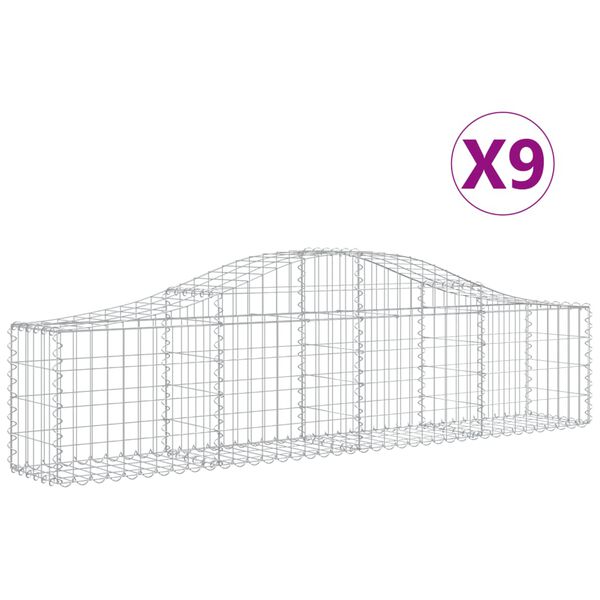 vidaXL Paniers à gabions arqués 9 pcs 200x30x40/60 cm Fer galvanisé