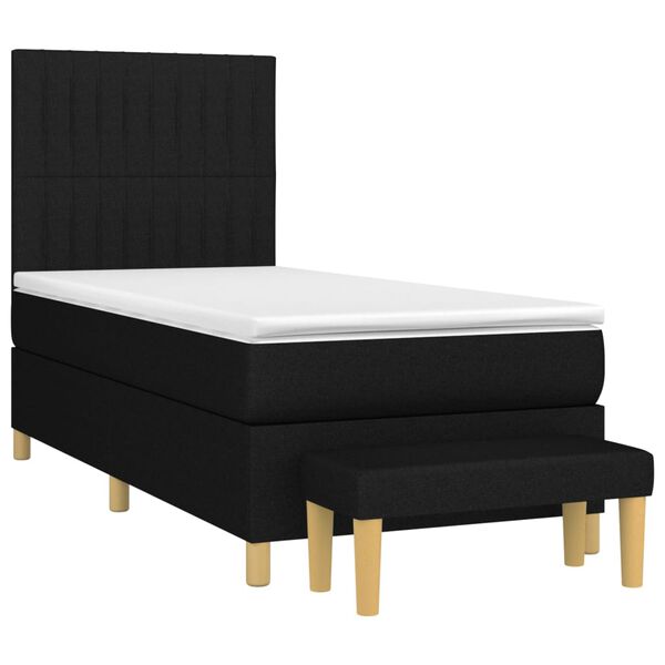 vidaXL Sommier &agrave; lattes de lit avec matelas Noir 90x200 cm Tissu