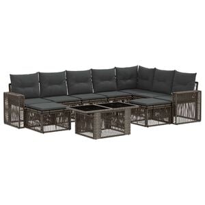 vidaXL Ensemble de canap&eacute; de jardin 10 pc Gris et Gris fonc&eacute; polyrotin