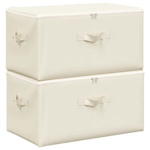 vidaXL Bo&icirc;tes de rangement 2 pcs Tissu 43x34x23 cm Cr&egrave;me