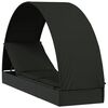 vidaXL Chaise longue avec toit rond noir 211x57x140 cm r&eacute;sine tress&eacute;e