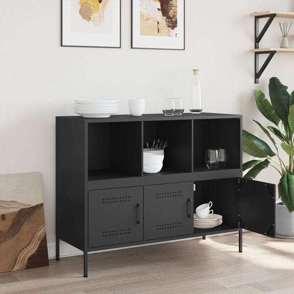 vidaXL Buffet noir 100,5x39x79 cm acier