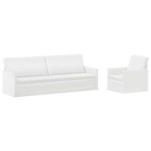 vidaXL Ensemble de Canap&eacute;s 2 pcs Blanc Tissu