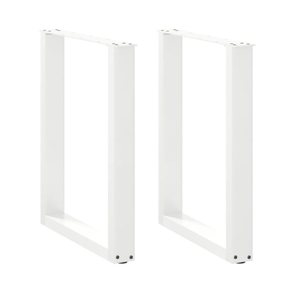 vidaXL Pieds de table &agrave; manger en U 2 pi&egrave;ces Blanc 60 x (72-73) cm Acier