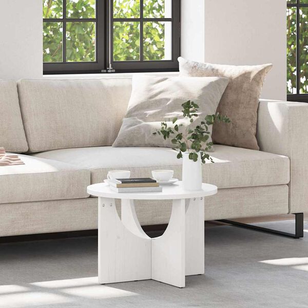 vidaXL Table basse Blanc 50 x 50 x 35 cm Bois massif en pin