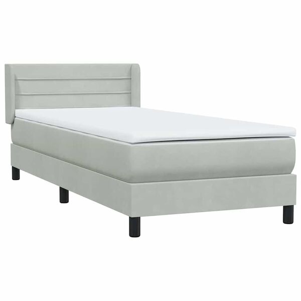 vidaXL Sommier &agrave; lattes de lit et matelas gris clair 90x220 cm velours