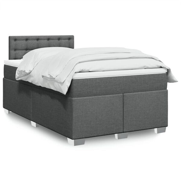 vidaXL Sommier &agrave; lattes de lit avec matelas gris fonc&eacute; 120x190cm tissu