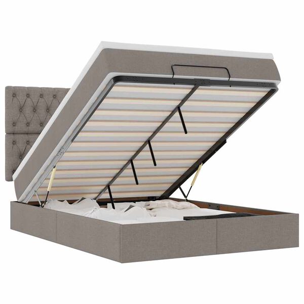 VidaXL Cadre de lit ottoman avec matelas taupe 140x200 cm tissu
