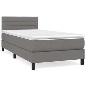 vidaXL Sommier &agrave; lattes de lit avec matelas Gris fonc&eacute; 80x200 cm Tissu