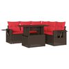 vidaXL Ensemble de canap&eacute; de jardin 6 pcs avec coussins marron