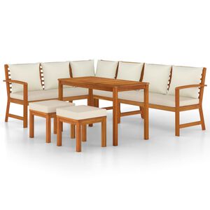 vidaXL Ensemble &agrave; manger de jardin coussins 7 pcs Bois acacia