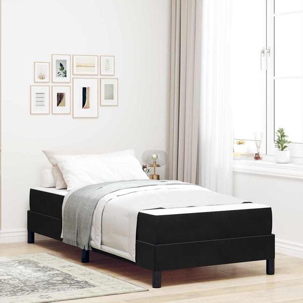 vidaXL Lit &agrave; ressorts avec matelas Noir 90 x 210 cm tissu