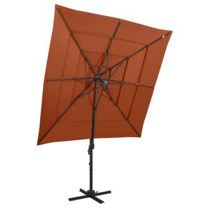 vidaXL Parasol de jardin &agrave; 4 niveaux avec m&acirc;t en aluminium terre cuite
