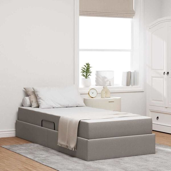 vidaXL Lit avec rangement et matelas Taupe 100 x 200 cm Polyester