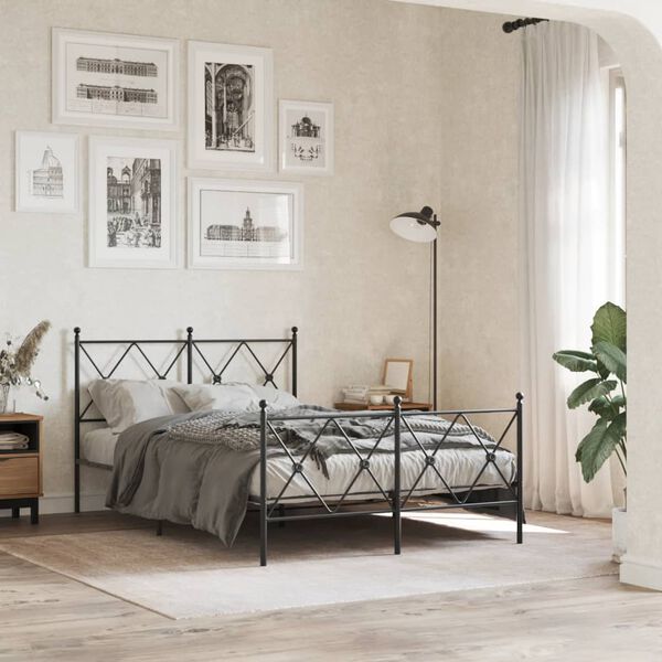 vidaXL Cadre de lit m&eacute;tal sans matelas avec pied de lit noir 120x200cm