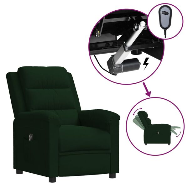 vidaXL Fauteuil inclinable &eacute;lectrique vert fonc&eacute; velours
